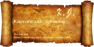 Kapronczai Johanna névjegykártya